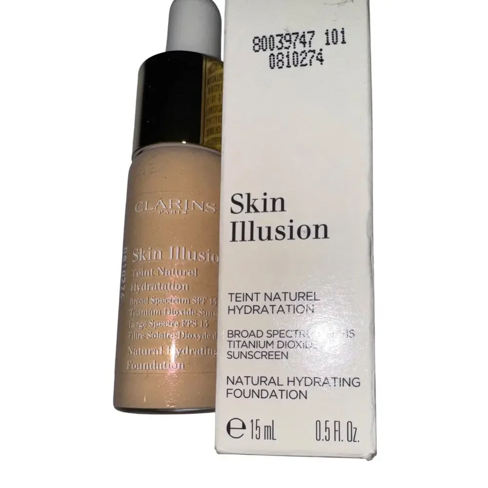New Clarins Paris Skin Illusion Foundation Shade Linen 101 15ml Travel Hydration